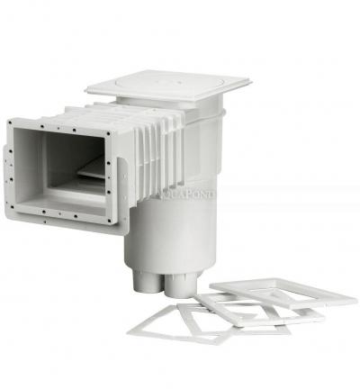 Écumoire VA, aspiration 215 mm x 160 mm, pour piscines à ailettes, col allongé, avec filetage en laiton