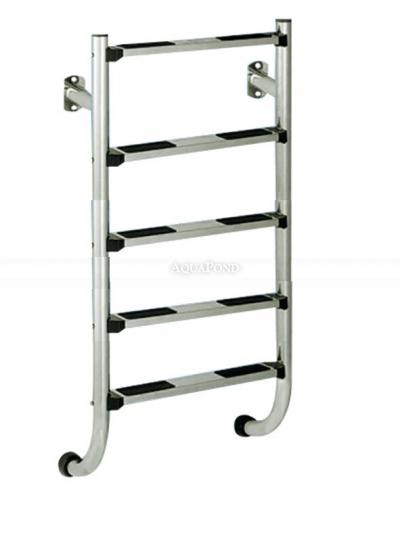 Echelle inox en deux parties, 5 marches avec ancrage et bride - partie basse ; AISI 316