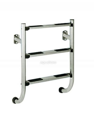 Echelle inox en deux parties, 4 marches avec ancrage et bride - partie basse ; AISI 316