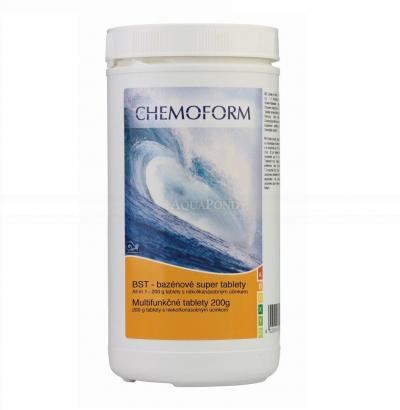 Chemoform BST maxi 1 kg - comprimé 200 g - super comprimés piscine, triple combinaison de chlore, préparation anti-algues et floculant