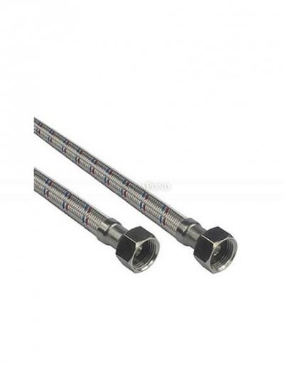 Tuyau d'eau F1/2"xF1/2" 1000 mm inox tressé flexi DN 13 90°C