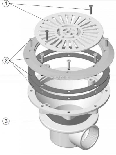 Sortie de sol Ø 210 mm avec grille en plastique ABS, couleur ivoire (RAL1015), pour piscines liner et préfabriquées