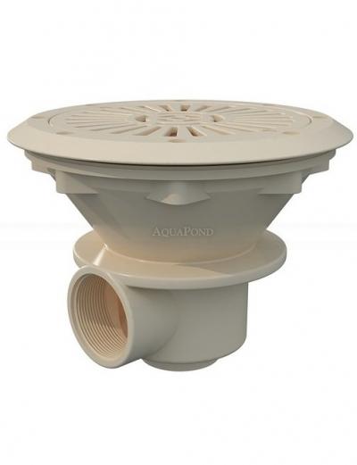 Sortie de sol Ø 210 mm avec grille en plastique ABS, couleur ivoire (RAL1015), pour piscines liner et préfabriquées