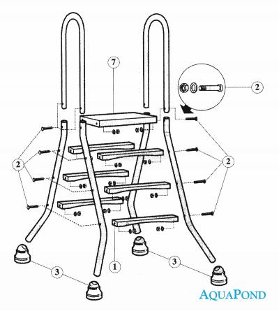  Pièces de rechange pour échelle haute de piscine 5/1 marche, AISI 304