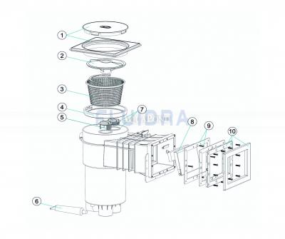Pièces de rechange pour skimmer VA, aspiration 215 mm x 160 mm, pour feuilles, avec filetage en laiton - New 2023
