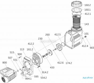 Pièces de rechange pour la pompe Badu 90 Eco VS, 230V