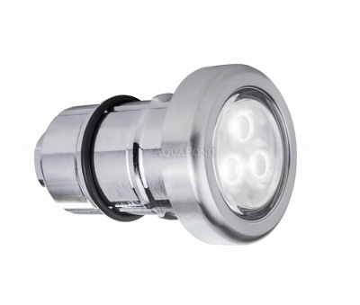 Astralpool Projecteur LED LumiPlus Micro 2.11 V2, lumière blanche froide 12 V AC, façade en acier inoxydable avec écrou-raccord 1¼˝, pour tous types