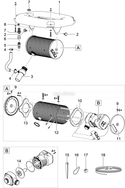 Pièces de rechange pour Oase AquaAir Eco 250 - aérateur de bassin