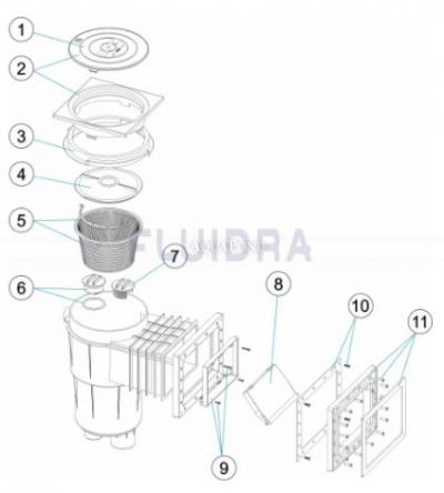 Pièces de rechange pour Astralpool Skimmer avec col standard avec cadre décoratif