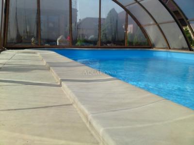 Bordure de piscine Droite 49 cm, grès blanc artificiel