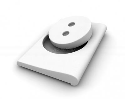 Bordure de piscine Skimmer petit 48,5 x 32 - Ø23 cm, grès blanc artificiel