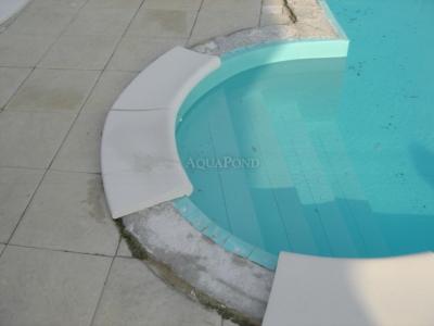 Bord de piscine Rayon R175 cm, grès blanc artificiel