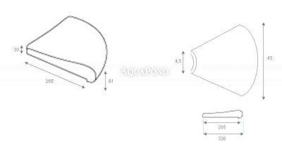 Bord de piscine Rayon R30 cm opposé, grès blanc artificiel