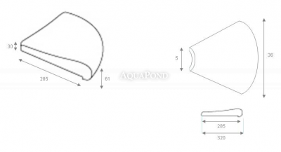 Bord de piscine Rayon R38 cm opposé, grès blanc artificiel