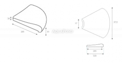 Bord de piscine Rayon R50 cm opposé, grès blanc artificiel