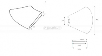 Bord de piscine Rayon R100 cm opposé, grès blanc artificiel