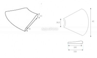 Bord de piscine Rayon R230 cm opposé, grès blanc artificiel