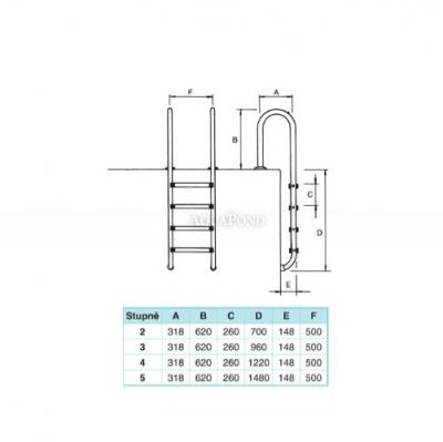 Échelle inox Muro avec marches Luxe, 3 marches, AISI 316 - ARTICLE SOLDÉ