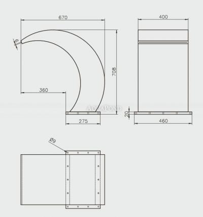 Eichenwald Ideal Gargoyle TROPIC, Bride de montage pour bétonnage, Verre transparent, 400mm, éclairage LED