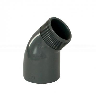 Raccord PVC - coude 45° DN=63 mm x 2" ext., à coller / filetage extérieur