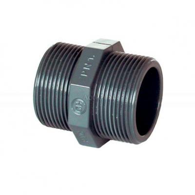 Raccord PVC - Mamelon double 1 1/4" ext., filetage extérieur / filetage extérieur