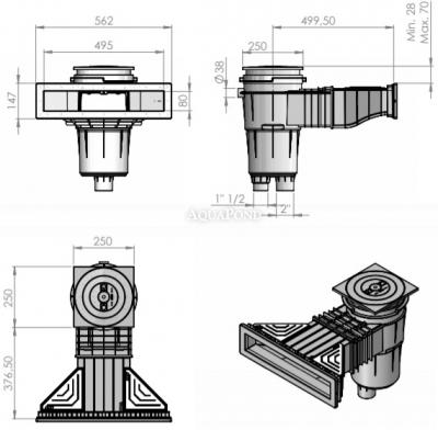 Superskimer 17,5 l s mesinganim navojem, za bazene s folijom, svijetlo siva (RAL7004)