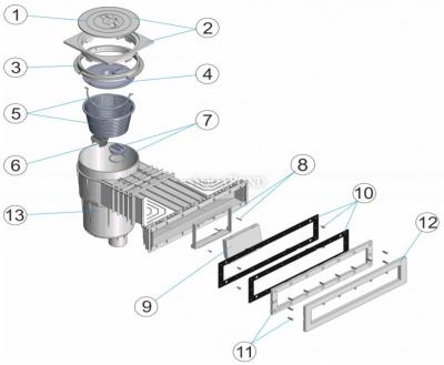 Superskimer 17,5 l s mesinganim navojem, za bazene s folijom, svijetlo siva (RAL7004)