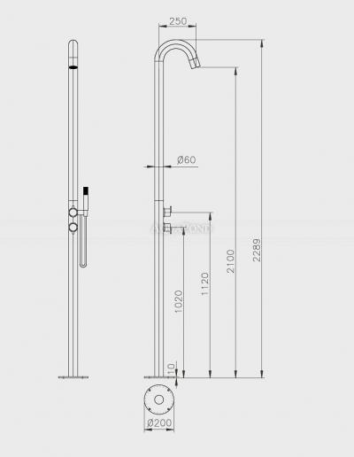 Eichenwald Ideal Silt zlatni tuš s hladnom i toplom vodom