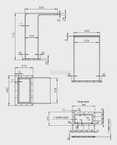 Eichenwald Ideal Gargoyle RIO 400 mm, montažna prirubnica za uvrtanje, prozirno umjetno staklo, LED rasvjeta