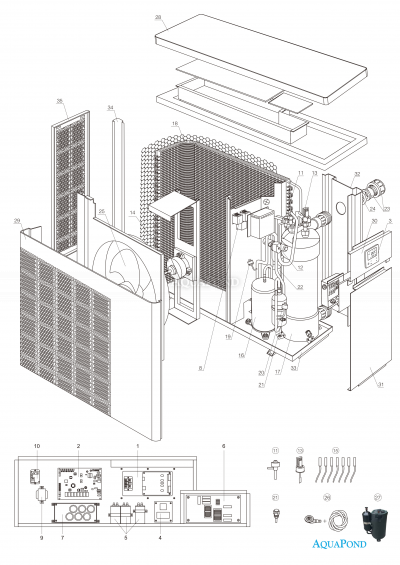 Alkatrészek a Inverter RIC100T (IPHCR 100T) hőszivattyúhoz hűtéssel 35,8 KW
