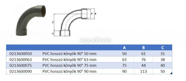 PVC hosszú könyök