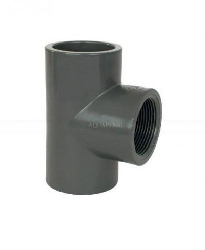 PVC idom - T-idom 90° 63 mm x 63 mm x 2“ int.,  DN=63 mm / 2“, d=75 mm, ragasztás / belső menet
