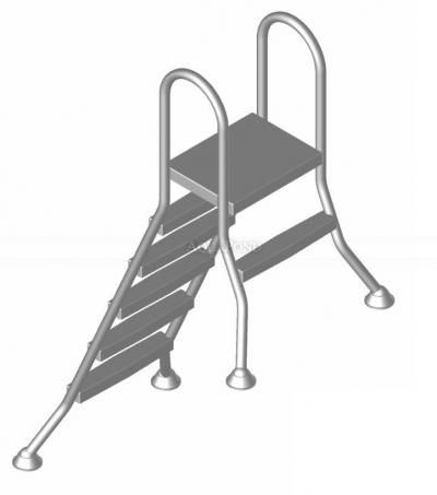IDEAL Scaletta alta per piscina 5/1 gradini, AISI 304