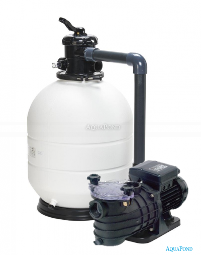 Dispositivo di filtrazione - ROMA KIT 400, contenitore filtro ROMA 400, valvola a sei vie, piedistallo, pompa Micro Delfino II 25, 4 m3/h