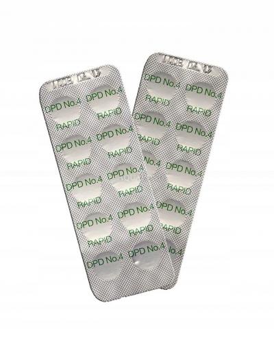 Compresse test DPD No.4 Rapid, 10 compresse per determinare il valore dell`ossigeno nell`acqua della piscina