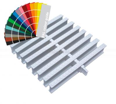 Griglia a rullo troppo pieno per piscine private - Colorata - larghezza 246 mm, altezza 35 mm (43 pz/m), il prezzo si riferisce a 1 griglia