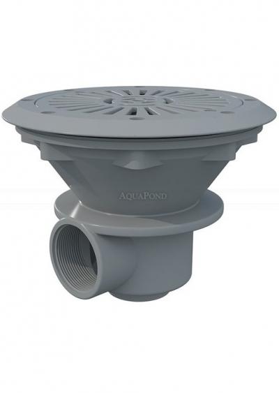 Bocca a pavimento Ø 210 mm con griglia in plastica ABS, colore grigio chiaro (RAL7004), per piscine liner e prefabbricate