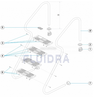 Ricambi per scala inclinata Astralpool Residencial 4 gradini