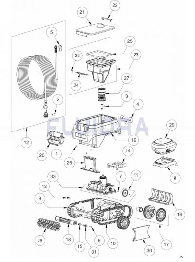 Pezzi di ricambio per l`aspirapolvere automatico per piscina ASR 105 Aquasphere - codice prodotto: WR000502