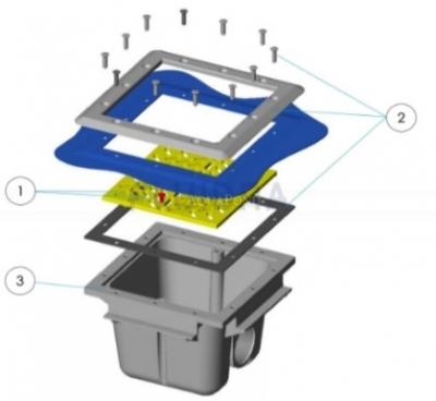 Ricambi per bocchettone quadrato da pavimento 210 x 210 mm con griglia in plastica ABS - codice prodotto: 00273