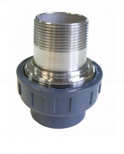 Raccordo in PVC - Avvitamento 63 x 2" est. acciaio inossidabile, DN=63 mm x 2", incollaggio/filettatura esterna