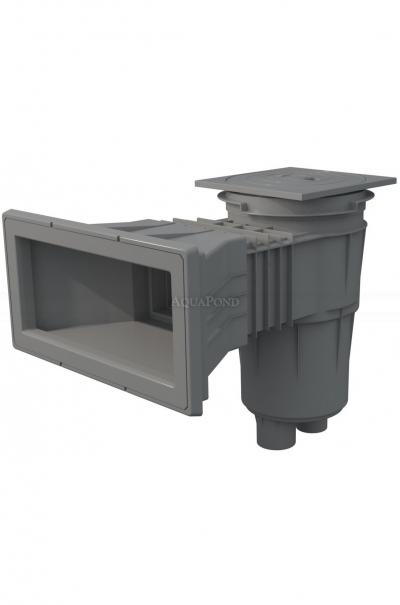 Skimmer 17,5 l z szeroką szyjką i kwadratową pokrywą, do basenów foliowych, z gwintem mosiężnym, kolor jasnoszary (RAL7004)