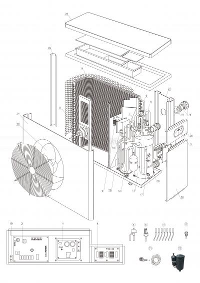Części zamienne do pompy ciepła Mini Inverter RMIC10 z chłodzeniem, 9,5kW