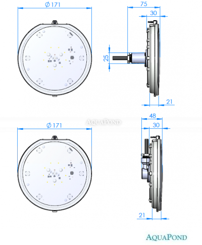Lampa LED LumiPlus Flexi V1 - 12V AC - kolorowe światło RGB - zestaw: 2 lampy - Wifi + 1 pilot, do wszystkich typów basenów
