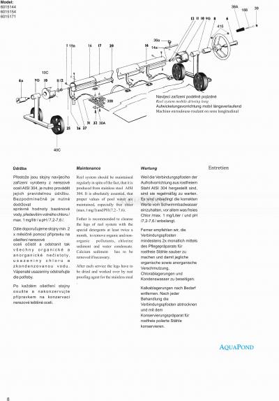 Części zamienne do urządzenia zwijającego mobilnego 3,7-5,4 m z drążkiem teleskopowym