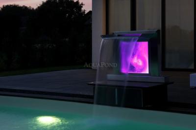 Wylewka AQUARIUS 600 mm, szkło/stal nierdzewna, pęcherzyki powietrza, oświetlenie LED ze sterowaniem