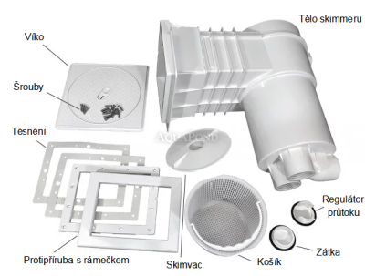 Skimmer VA, gură de aspirare 215 mm x 160 mm, cu filet din alamă, pentru piscine cu liner