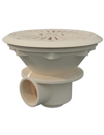 Evacuare de fund Ø 210 mm cu grilaj din plastic ABS, culoare fildeș (RAL1015), pentru piscine cu liner și prefabricate