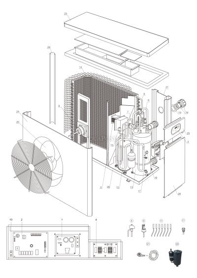 Piese de schimb pentru pompa de căldură Mini Inverter RMIC08 cu răcire 8 kW