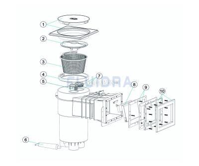 Piese de schimb pentru skimmer VA, aspirație 215 mm x 160 mm, pentru folii, cu filete din alamă - Nou 2023